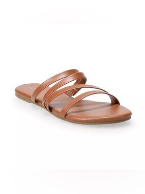 LC Lauren Conrad Jade Strappy Slide Sandals Cinnamon Tan Brown Size 9